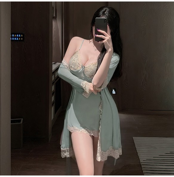 FEE ET MOI - Midnight Diary See-Through Lingerie Set (Green)